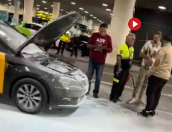 Incendio en un taxi del Aeropuerto de Barcelona-El Prat desata críticas por fallos en los extintores