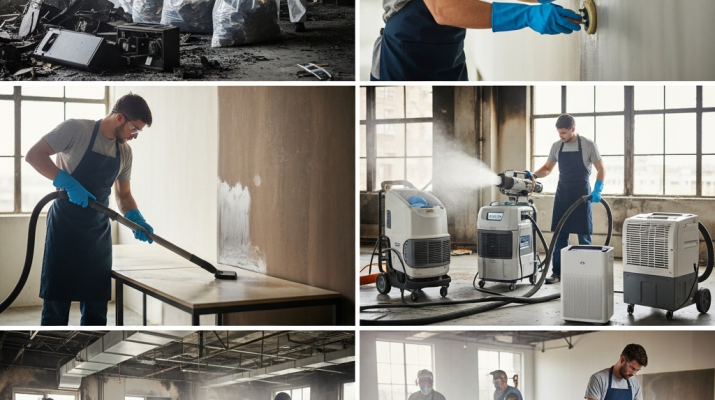 Limpieza post-incendio en edificios y oficinas